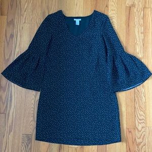 H&M Black Flutter Sleeve Polka Dot Dress size 6